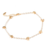 Pulsera Tobillera Lunas Y Estrellas 2mm Ajustable Chapa 18k