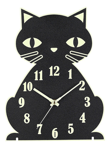 K Relógio De Parede Em Formato De Gato, Silencioso, Sem
