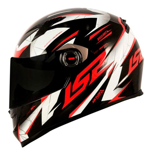 Capacete Ls2 Ff358 Draze Preto Branco Vermelho Brilhante