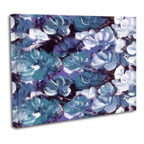 Cuadro Lienzo Canvas 45x60cm Flores Azules Blanco Oleo