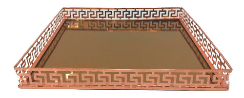 Bandeja Em Metal Com Espelho Rose 35x35x5,5cm Adely Decor