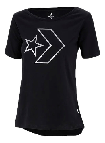 Converse Remera Lifestyle Mujer Chevron Metals Negro Ras