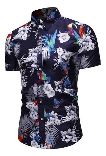 Camisa Hombre Con Estampado De Flores Verano Informal