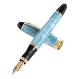 Pluma Fuente Jinhao X450. Elegante Diseño. Mármol Azúl.