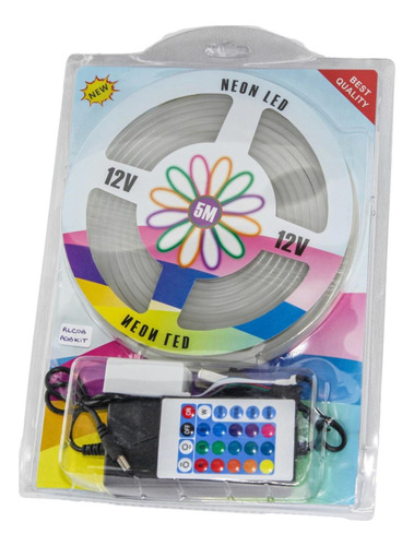 Kit Tira Neon Led Rgb Manguera 5mts 220v Control Fuente 