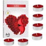 Kit 6 Velas Perfumadas Rechaud Decorativa Vermelha Amor Love