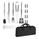 Set De Parrila Asado Asador 18 Pcs + Estuche