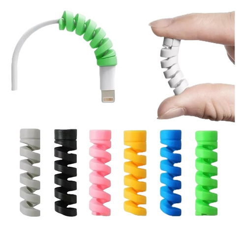 Protector Silicona Espiral Para Cables X5 Unidades - Blanco