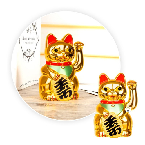 Gato De La Suerte Figura Decorativa Móvil Maneki Neko 0256a