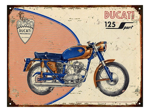 Cartel Chapa Publicidad Antigua Ducati 125cc Y216