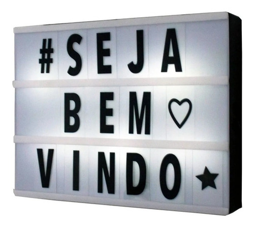 Luminária Cinema Lightbox Placa Luminosa Led Letra Num Ícone