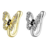 2 Pcs Anillo De Nariz, Mariposa De Cristal, Piercing Falso