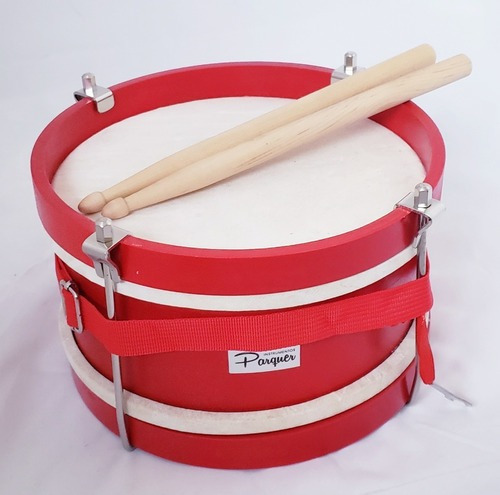 Bombo Niños Parquer 22cm Palillos Correa Rojo