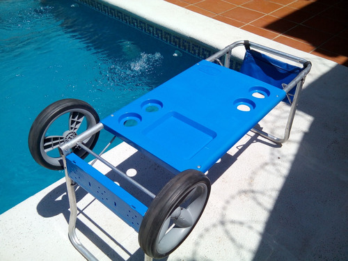 Carro Mesa De Playa Plegable Aluminio Marca Mor Color Azul 