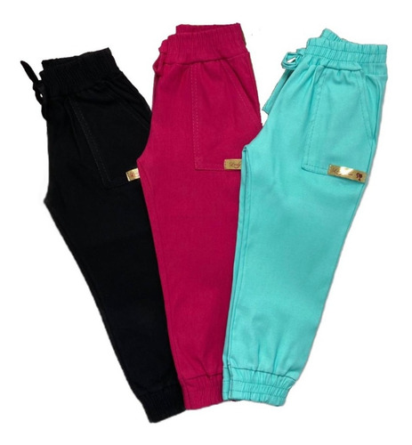  Kit 3 Peças Calça Feminina Jogger Moda Infantil Promoção