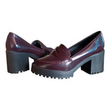 Zapatos Mujer Estilo Mocasin Color Vinotinto Talla 7 Eu