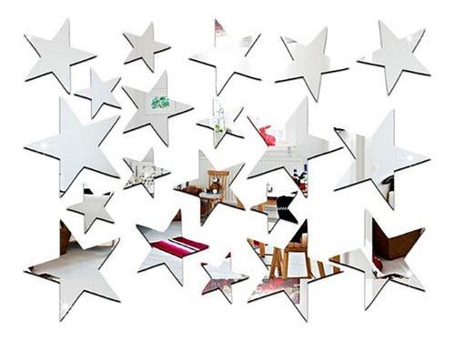 Kit Com 20 Estrelas Espelho Decorativo - Tamanhos Diferentes