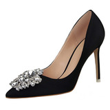 Zapatos S Para Mujer, Elegantes Tacones Altos Con Diamantes