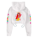 Hoodie Croptop Blanco Estampado Karol G Mañana