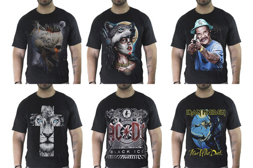  Kit Atacado 10 Camisetas Bandas De Rock Algodão 