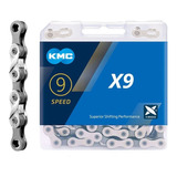 Cadena Kmc X9 116 Eslabones 9 Velocidades Plata-gris