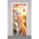 Adesivo Envelopamento Decorativo De Porta Gatos Gatinhos Pet