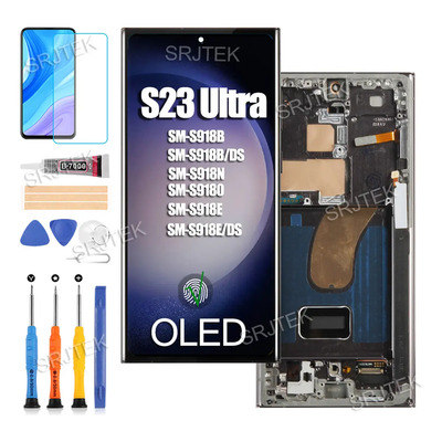 Pantalla OLED Para Samsung S23 Ultra SM-S918B, S918B\u002FDS, S918N, S9180, S918E, S918E\u002FDS Táctil C\u002FMarco Negro SRJTEK | Envío gratis