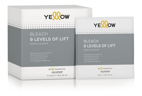 Polvo Decolorante Yellow  X 50 G - 9 Tonos-caja X 12 Sobres