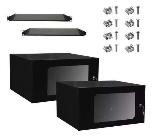 2 Mini Rack Organizador 5u Acrílica Onix Para Dvr C/ Bandeja