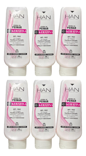 Crema De Peinar Anti-frizz Keratina - X6 Unidades - Han