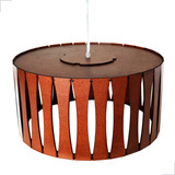 Lustre Pendente Madeira Moderno Grande 40x20cm Sala Mdf Cru