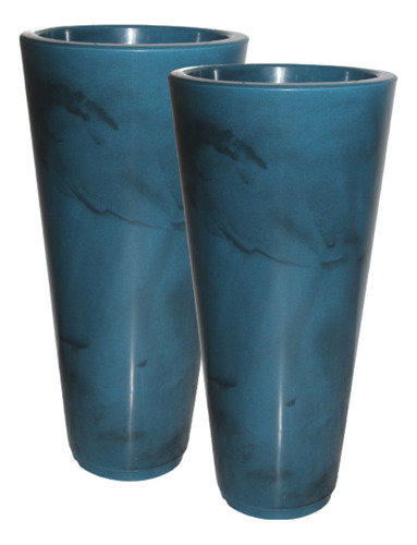 2 Vaso Grande Decorativo Polietileno Marmorizado Planta 65cm