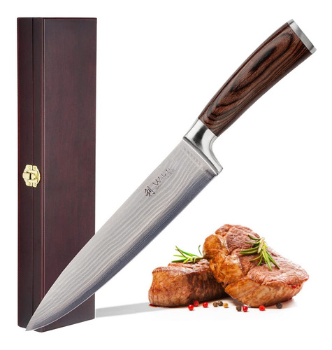 Wakoli 1dm Che Damasco Cuchillo, Cuchillo De Chef Japonés Da
