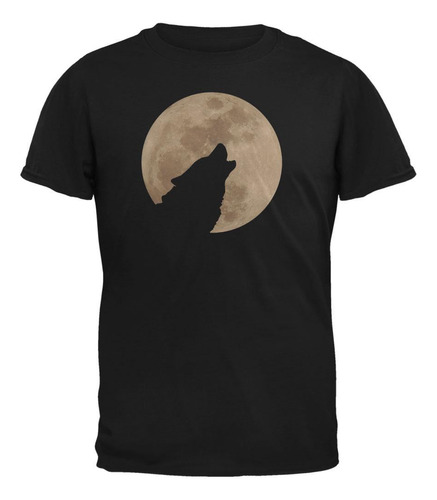 Camiseta Para Con Silueta De Luna Aulladora De Lobo N