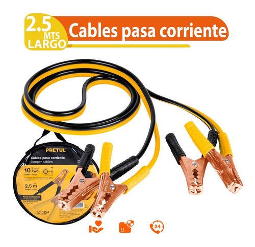 Juego De Cables Para Pasar Corriente Cal 10 2.5 Mt 125 Amp