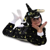 Pijama Unicornio Negro Con Lunas Mameluco Disfraz Abrigo 