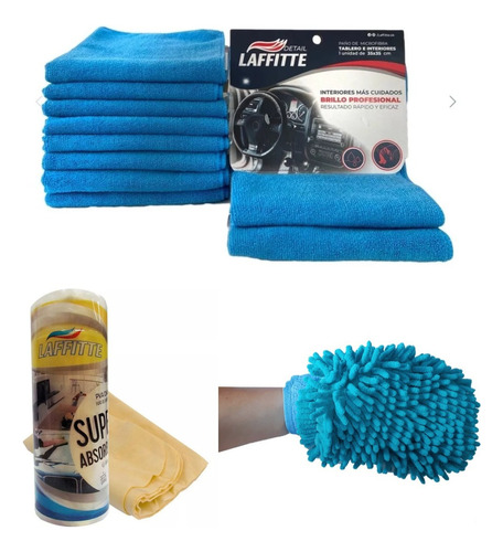 Kit Detailing Paño 35x35 + Chamois + Guante De Microfibra