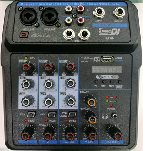 Mezclador Interfaz Ecualizador Usb 5v Grabación U4 Pro Dj 