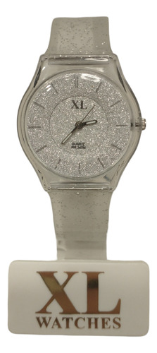 Reloj Extra Large Xl Xvowrl00r3019 Con Glitter Plateado