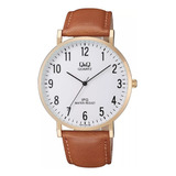 Reloj Q&q Qyq Qz02j104y Casual Cuero Hombre + Estuche 