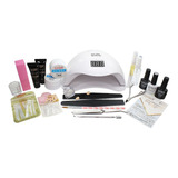 Kit De Uñas Gel + Polygel + Fibra Vidrio + Esmalte + Lampara