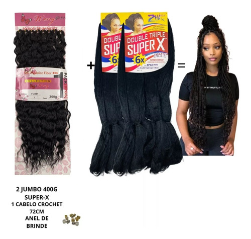 Kit Cabelo Crochet 2 Jumbo Gypsy Braids Super X Trança Promo