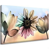 Quadro Decorativo Grande Flores Tom Pastel Luxuoso Canvas