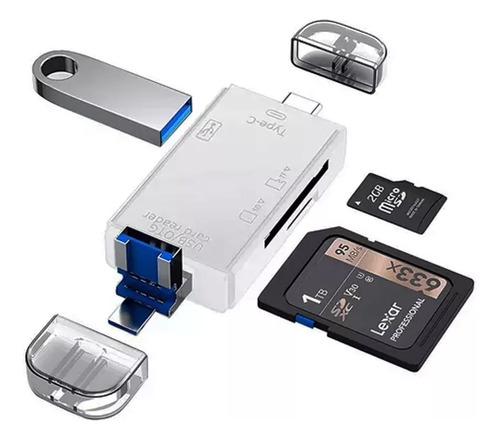 Adaptador Lector Memoria Usb Tipo C Sd Tf Pendrive Micro Usb