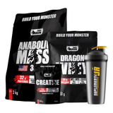 Kit Dragon Whey + Hiper Mass 3kg + Creatina + Coqueteleira