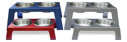 Alimentador De Mascotas Elevado En Aluminio Anodizado Prémiu