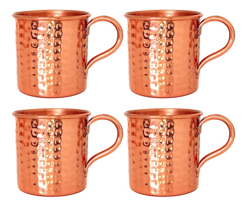 Caneca De Cobre Puro Moscow Mule 350ml Sem Verniz | Kit 4 Un