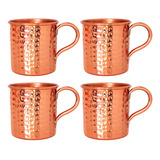 Caneca De Cobre Puro Moscow Mule 350ml Sem Verniz | Kit 4 Un