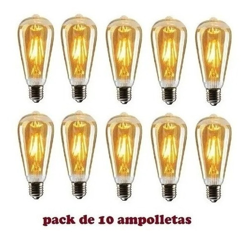 Pack X10 Ampolletas Filamento Led Edison 4w Retro Vintage