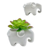 Kit 2 Vaso Decorativo Porcelana Elefante P/ Planta Suculenta